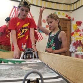 Students working with NXT robotics